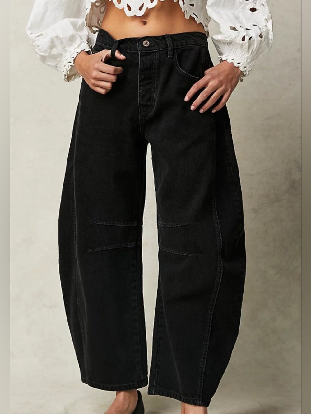 We The Free Black Barrel Jeans